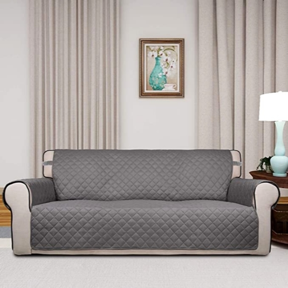 New! PureFit Reversible Quilted Sofa Cover, Water Resistant Slipcover Furniture - Picture 2 of 7